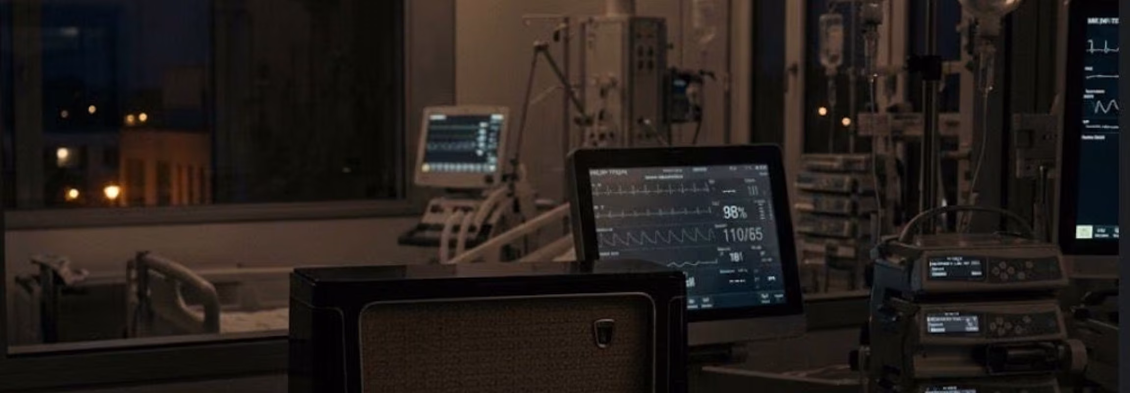 Vintage-Radio in einem modernen Krankenhauszimmer. Das Bild symbolisiert die verbindende Kraft von Musik und Radio – auch in ruhigen oder schwierigen Momenten des Lebens.